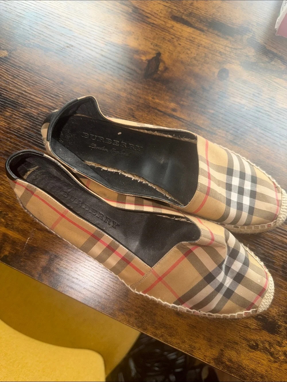 Women's Plaid Espadrille Slip-On Flats in Beige